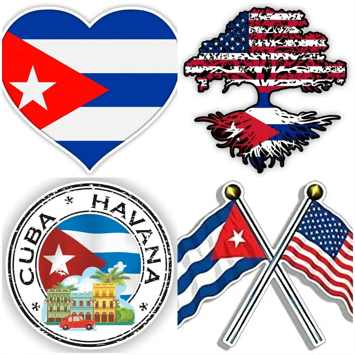 Cuba Art Heart Flag Travel Slogan Truck Car Window Bumper Sticker Decal Gadgets Caravan Accessories Electric Motorcycle