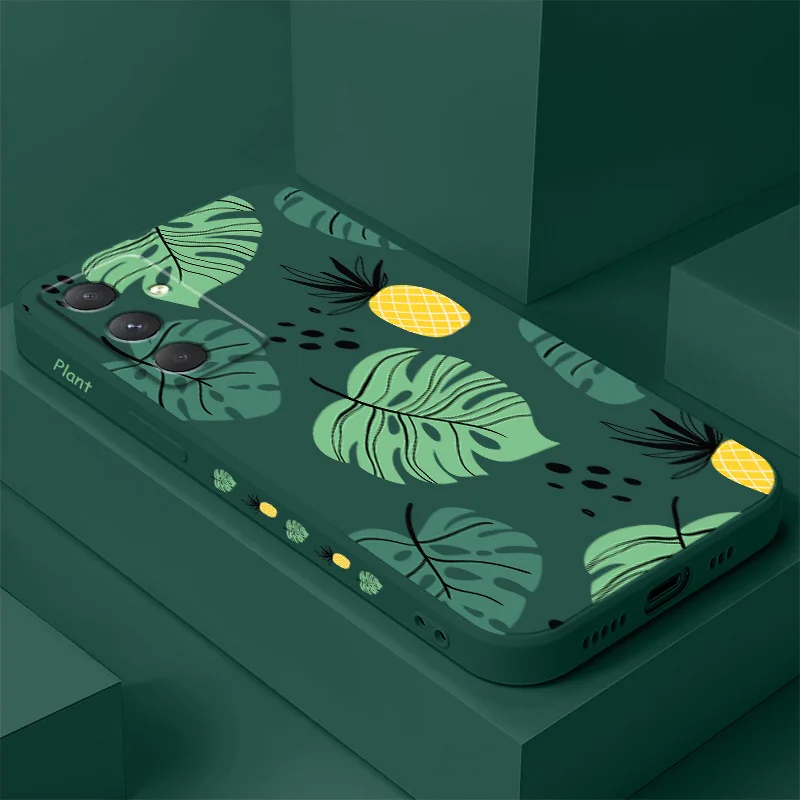 Coque de téléphone feuilles d'ananas, étui pour Samsung Galaxy A17 A55 A35 A25 A15 A56 A36 A26 A16 A06 A05 A05S A54 A34 A24 A14 A04S A04E 4G 5G