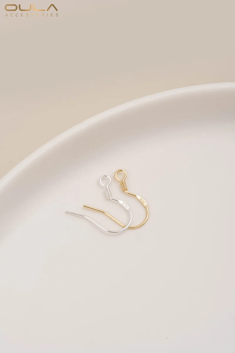 1Pair 925 Sterling Silver 14K Gold-Plated Spring Ear Hooks DIY Earring Making Accessories Gold & Silver Ear Hook Materials