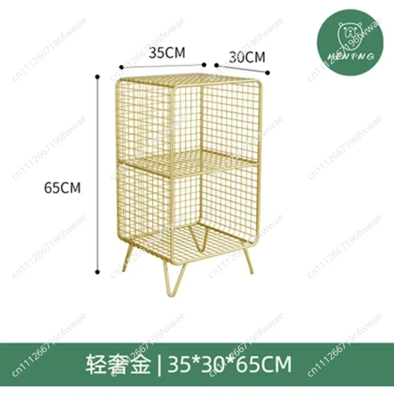 Nordic Multi-layer Book Shelf Iron Grid Organizer Shelf Living Room Floor Display Stand Versatile And Practical Storage Rack