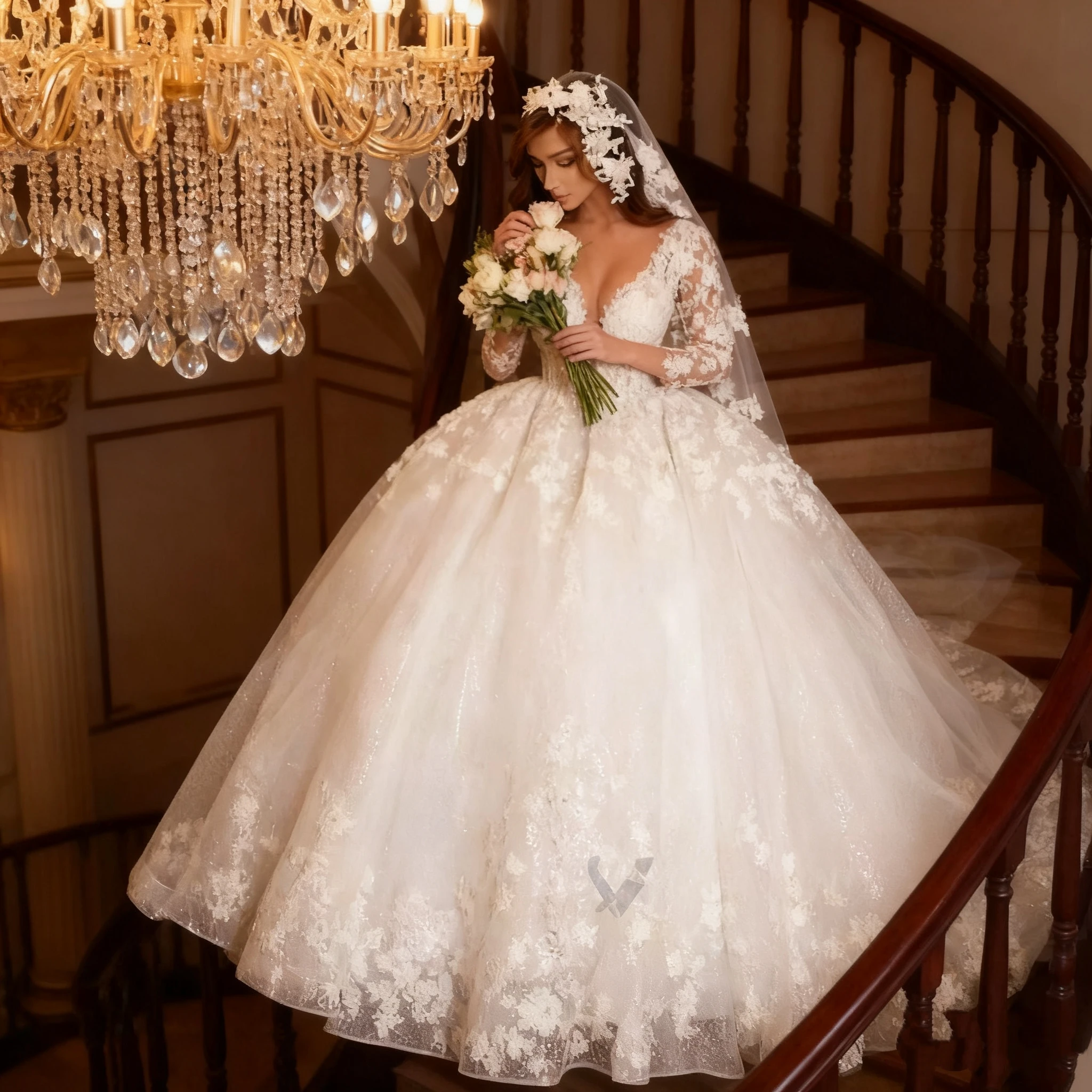تخصيص خمر الدانتيل فساتين الزفاف الأميرة الكرة ثوب الديكور أثواب الزفاف تسلق تول طويلة الأكمام فستان الزواج دبي #3