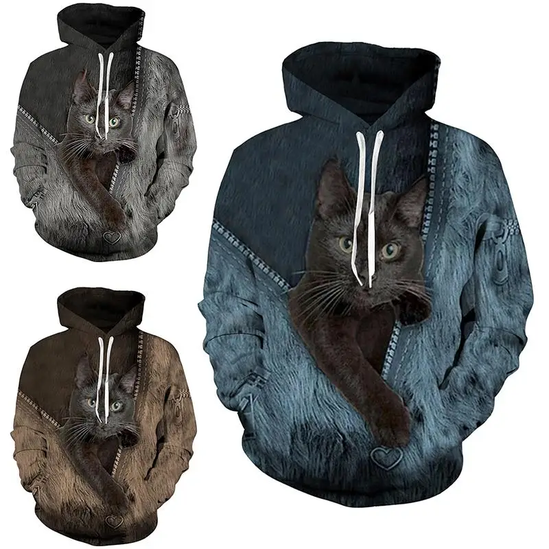 

3D Print Cute Cat Hoodie For Men Women Long Sleeve Casual Pullover Graphic Sweatshirts Oversized Tracksuit Men Streetwear