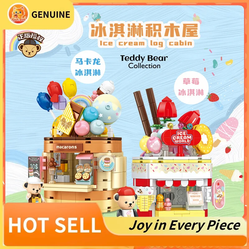 

Genuine Inbrixx Teddy Bear Building Blocks Ice Cream Shop Desktop Decoration Puzzle Assembling Model Toy Surprise Birthday Gifts