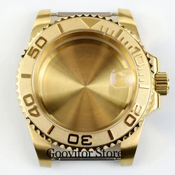 40mm gold pvd watch case 316L stainless steel sapphire glass fit NH35 NH36 movement 28.5mm dial submariner yacht case waterproof