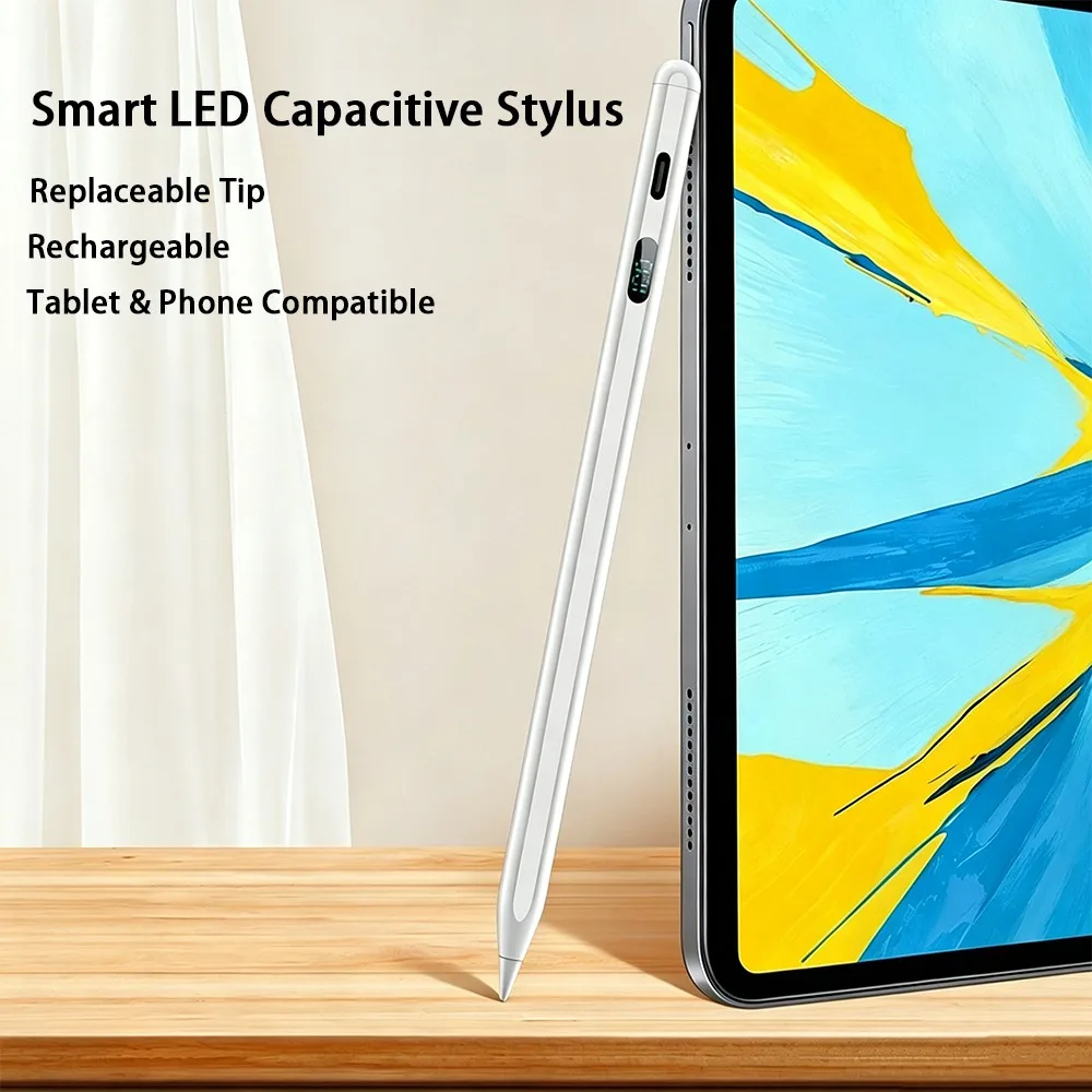 Smart LED Digital Power Display Stylus Pen Palm Rejection Tilt Drawing Replaceable Tip Magnetic Capacitive Pen For IOS Android