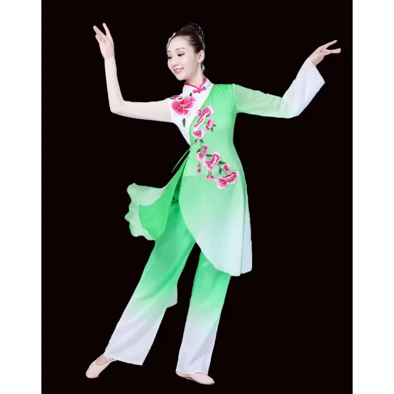 Yangge-Costume de danse classique pour femmes et filles, adulte, fan chinois, performance nationale, vêtements élégants, 303