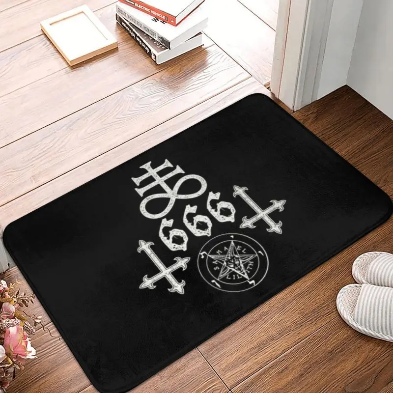 Custom Leviathan Cross Satan 666 Doormat Mat Anti-Slip Baphomet Satanic Symbols Kitchen Bathroom Toilet Rug Carpet 40*60cm