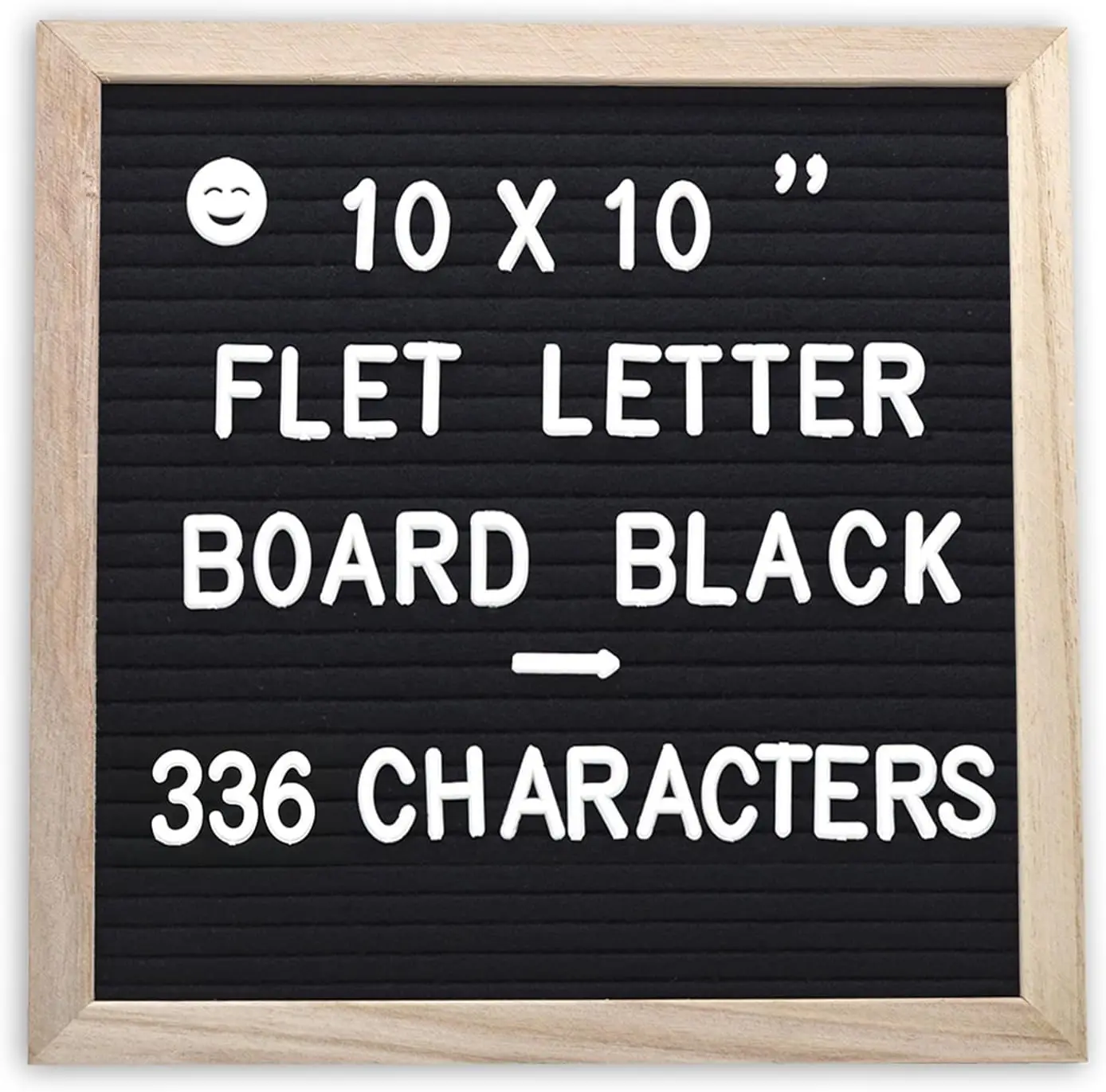

10x10 Felt Letter Board with 336 Letters, Numbers & Symbols, Wooden Frame, Wall Mount, Black