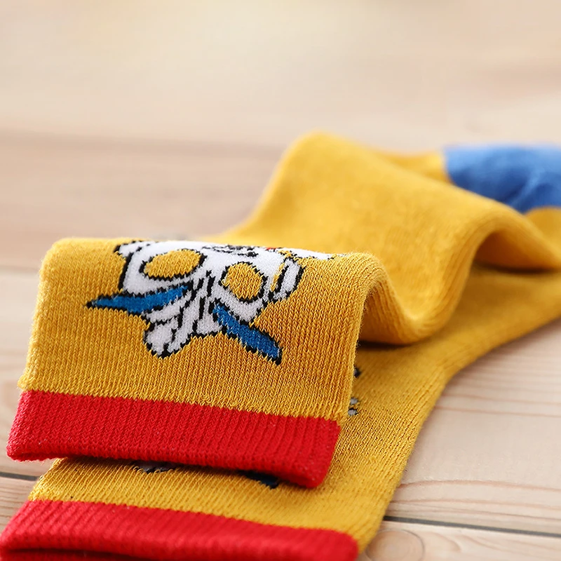 5 Double Set Autumn and Winter Children\'s Cartoon Cute Fashion Cool Boys and Girls Solid Color Thick Wool Cotton Socks