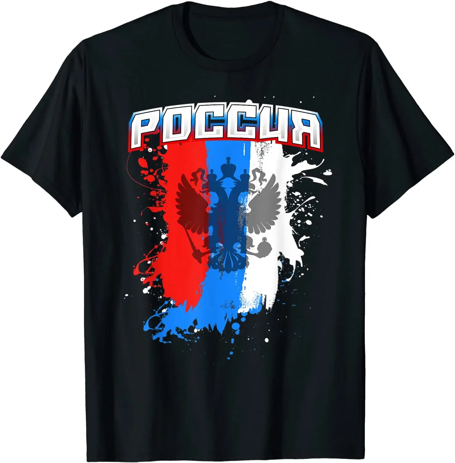 Russian Flag Double-headed Eagle Gift T-Shirt 100% Cotton O-Neck Summer Short Sleeve Casual Mens T-shirt Size S-3XL