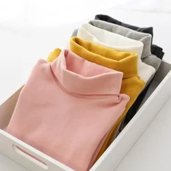 Baby Toddler Winter Clothes Teenager Boys Girls T Shirts Cotton Kids Long Sleeve Turtleneck T Shirt Tops Children Basic Top Tee