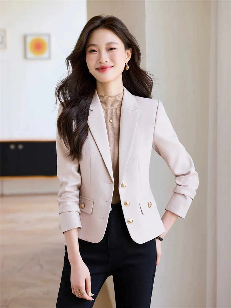 

Women's Short Blazers Commuter Office Suit Jacket Spring Autumn Single-breasted Slim Coat Red Casual Outerwear Streetwear 2025