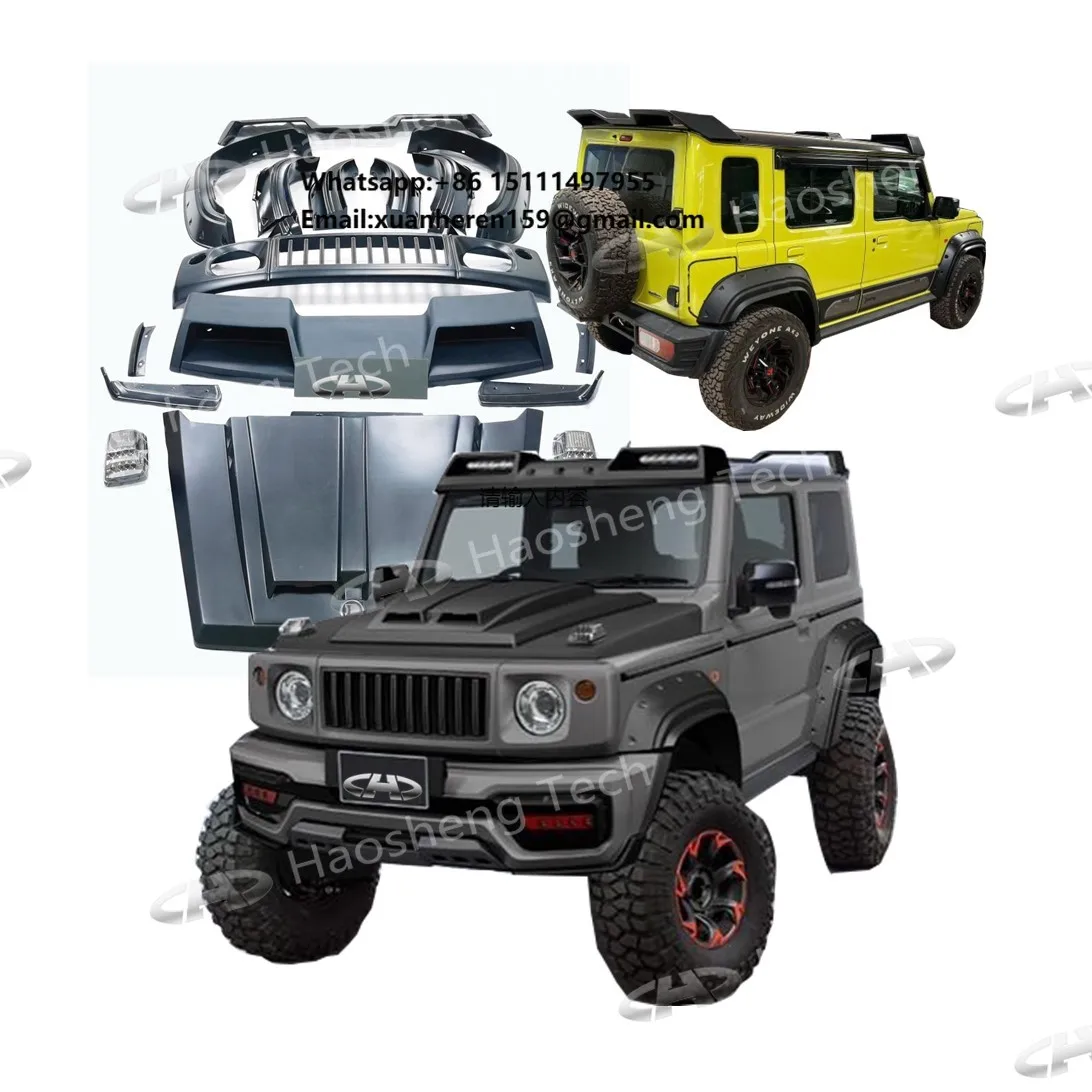 Facelift Upgrade W Style Fiber Glass Engine Hood Front Bumper Fender Flares for Suzuki Jimny Body Kits 3/5 Door Accessories