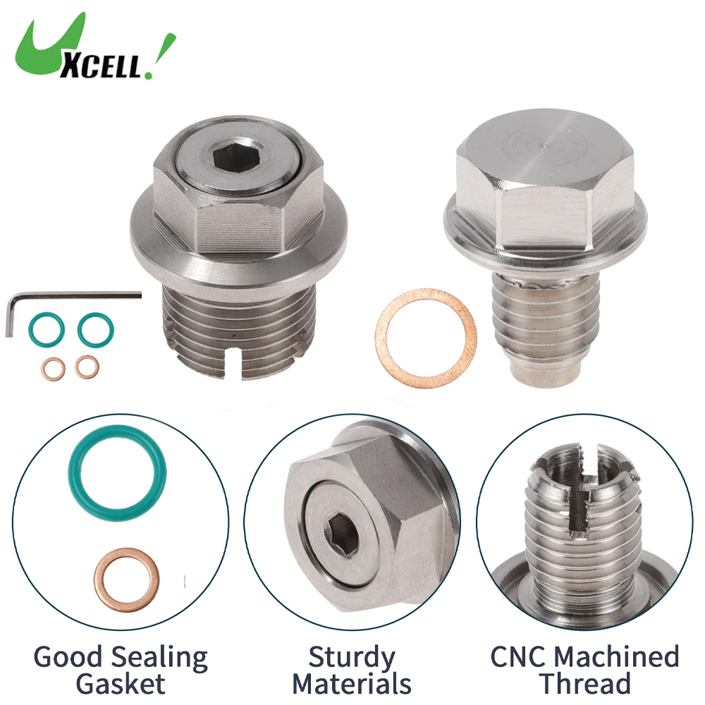 

UXCELL M12/M12.1/M14/M14.1/M16/M16.1/M18/M18.1 Oil Drain Plug Stainless Steel Oil Pan Drain Bolt Screw Thread Repair Silver Kit