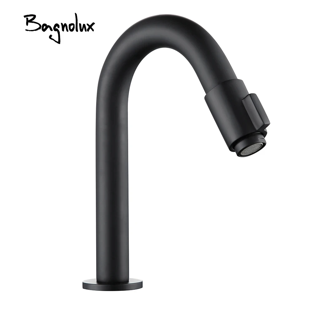 Bagnolux Solid Brass Countertop Mat Black Basin Faucet Bathroom Accessories Cold Water Single Lever Faucet