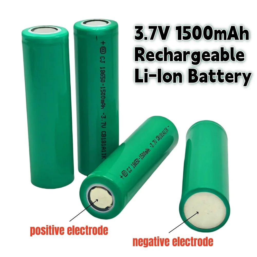 100% New 3.7V 1500mAH 18650 Lithium Ion Rechargeable Battery, Suitable for Various Electronic Products