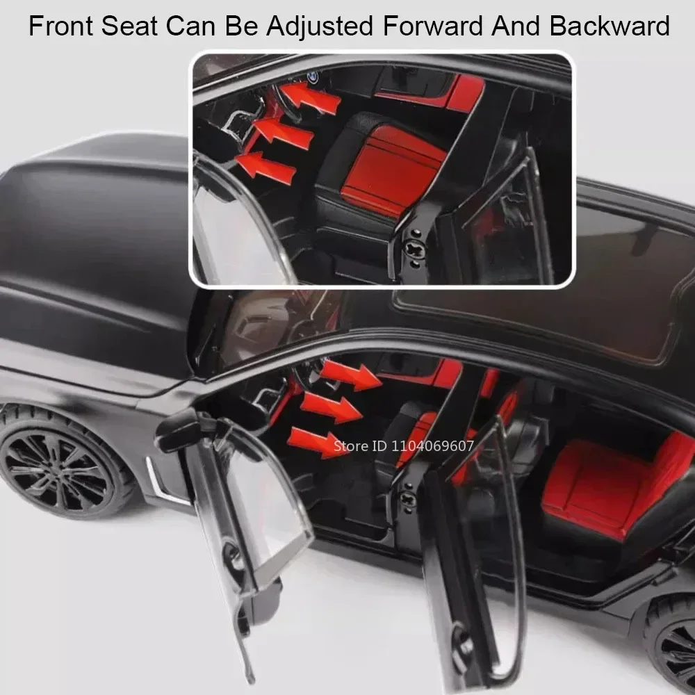 1:24 760LI M4 Model Samochodu Zabawka Mini Metalowy Model Odlewany Kolekcja Pojazdów Dźwięk Światło Otwierane Drzwi Napęd Pull Back Interaktywne Zabawki dla Dzieci