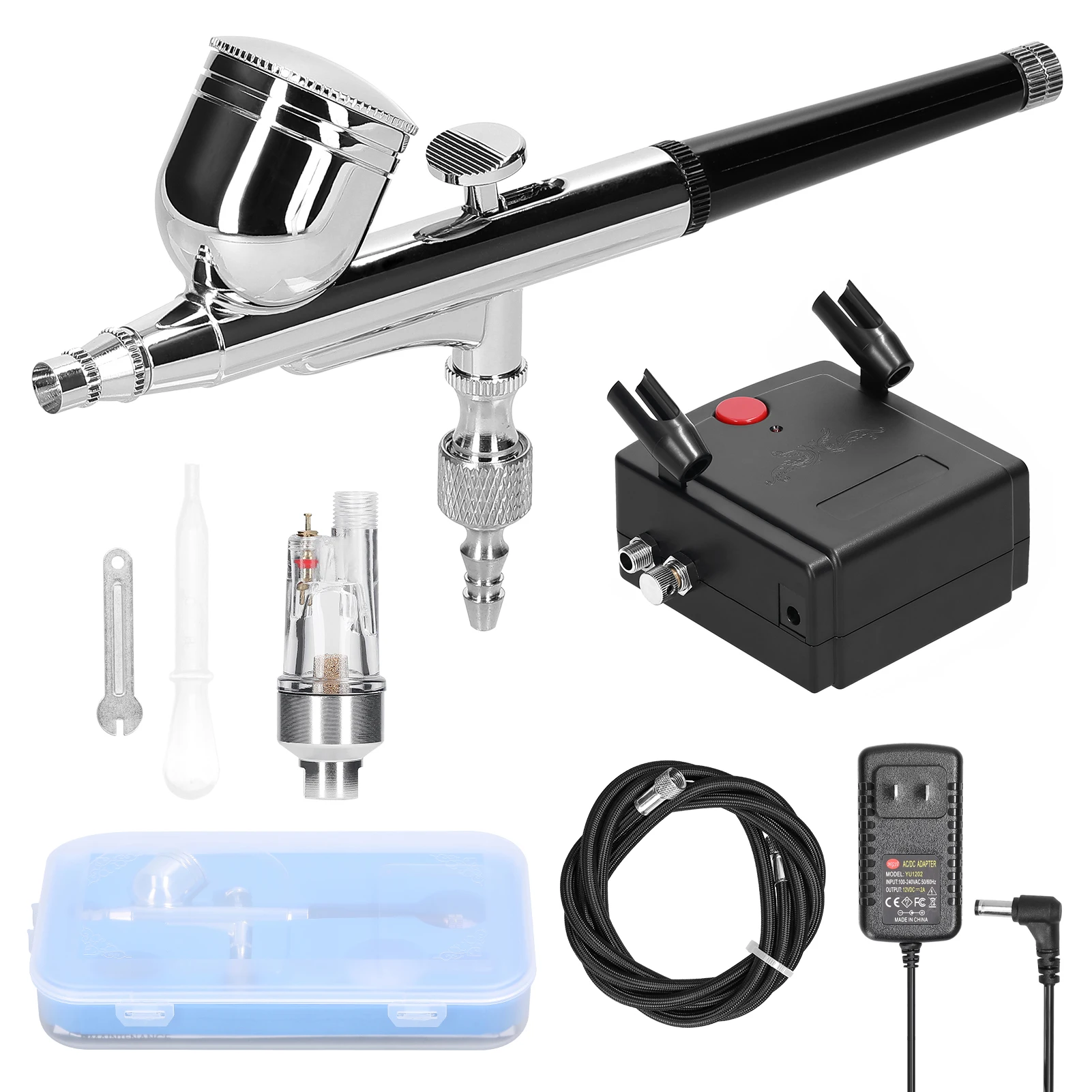 Multi-purpose 0.3mm Airbrush Air Compressor Kit 20-35PSI Airbrush Pen Air Pump Set for Model Making DIY Art Painting