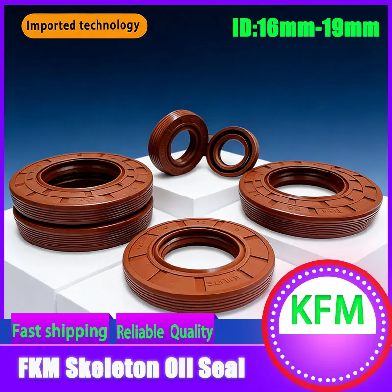 FKM Fluorine Rubber Skeleton Oil Seal, Rotary Shaft Seal, Oil & Corrosion Resistant,ID16mm/17mm/18mm/19mm