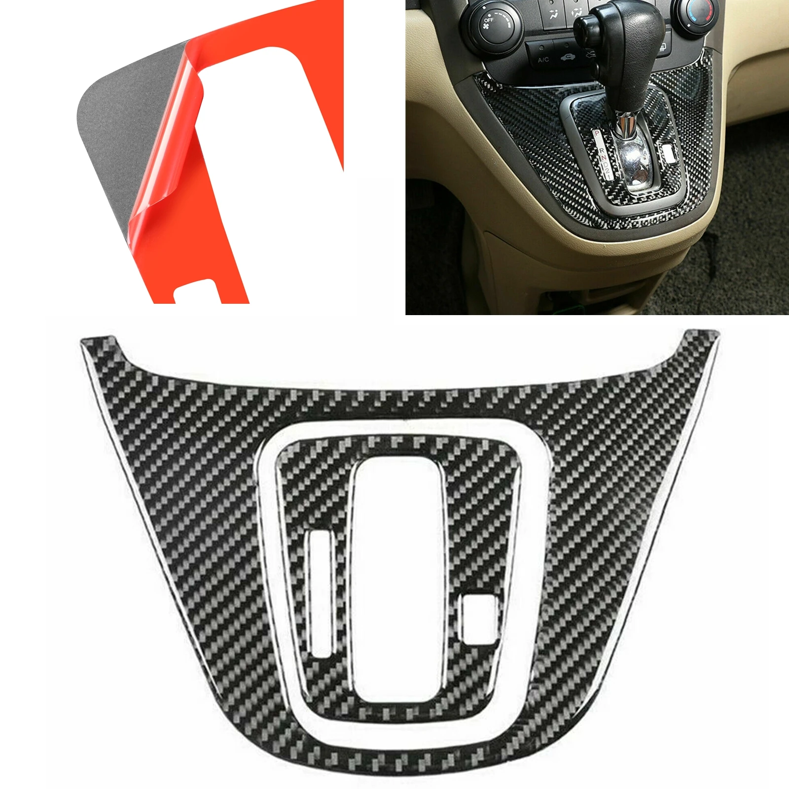 

For Honda CR-V CRV 2007-2011 Carbon Fiber Center Console Gear Shift Panel Frame Cover + Sticker Trim