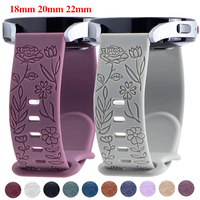 18mm 20mm 22mm Floral Engraved Band for Samsung Galaxy Watch 6/5/4 40 44 for Huawei GT 3 Pro Silicone Sport Strap 5 Pro Active 2