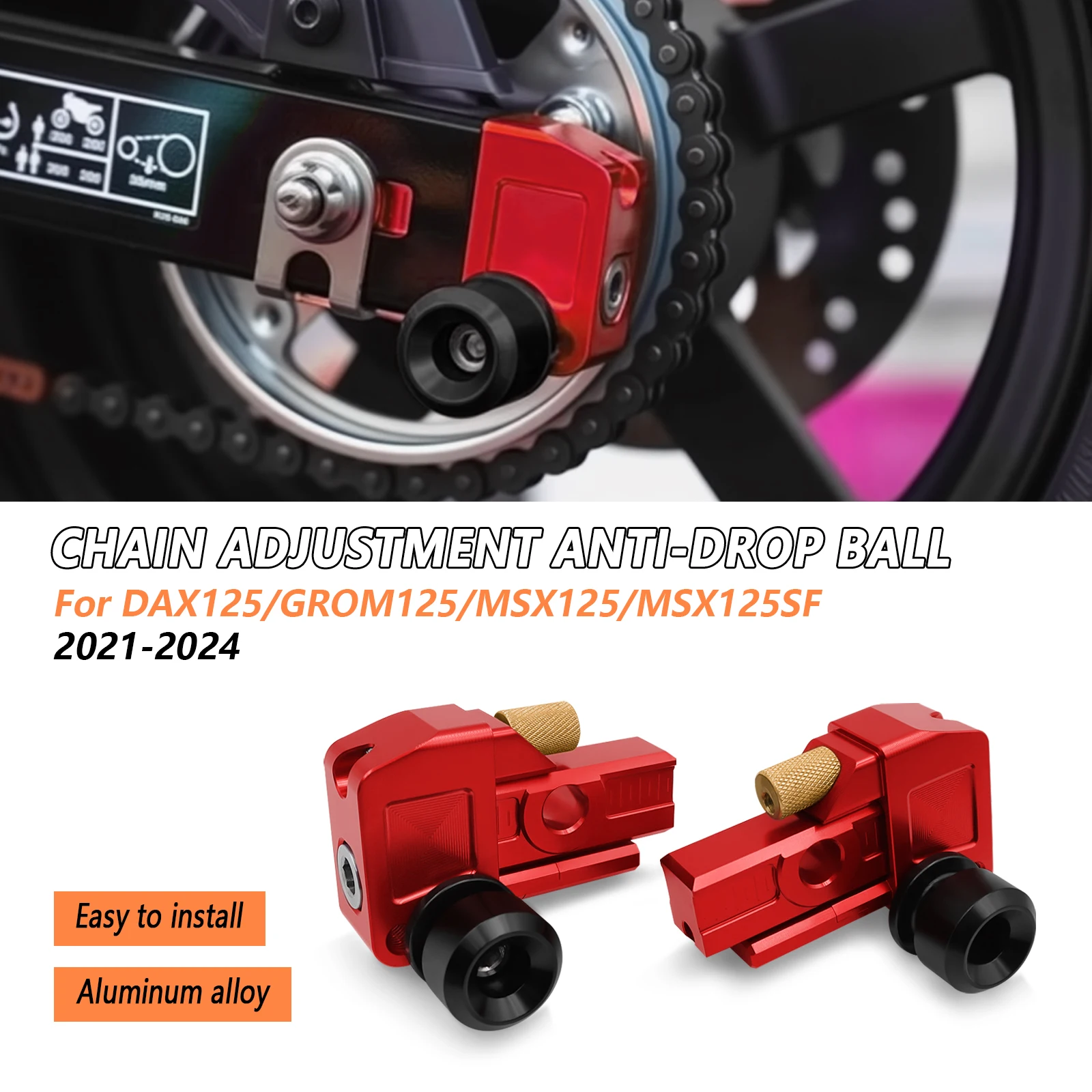 

Chain adjuster Motorcycle accessories parking ball For Honda MSX125 GROM MSX125SF GROM DAX 125 MSX 125 SF 2021 2022 2023 2024