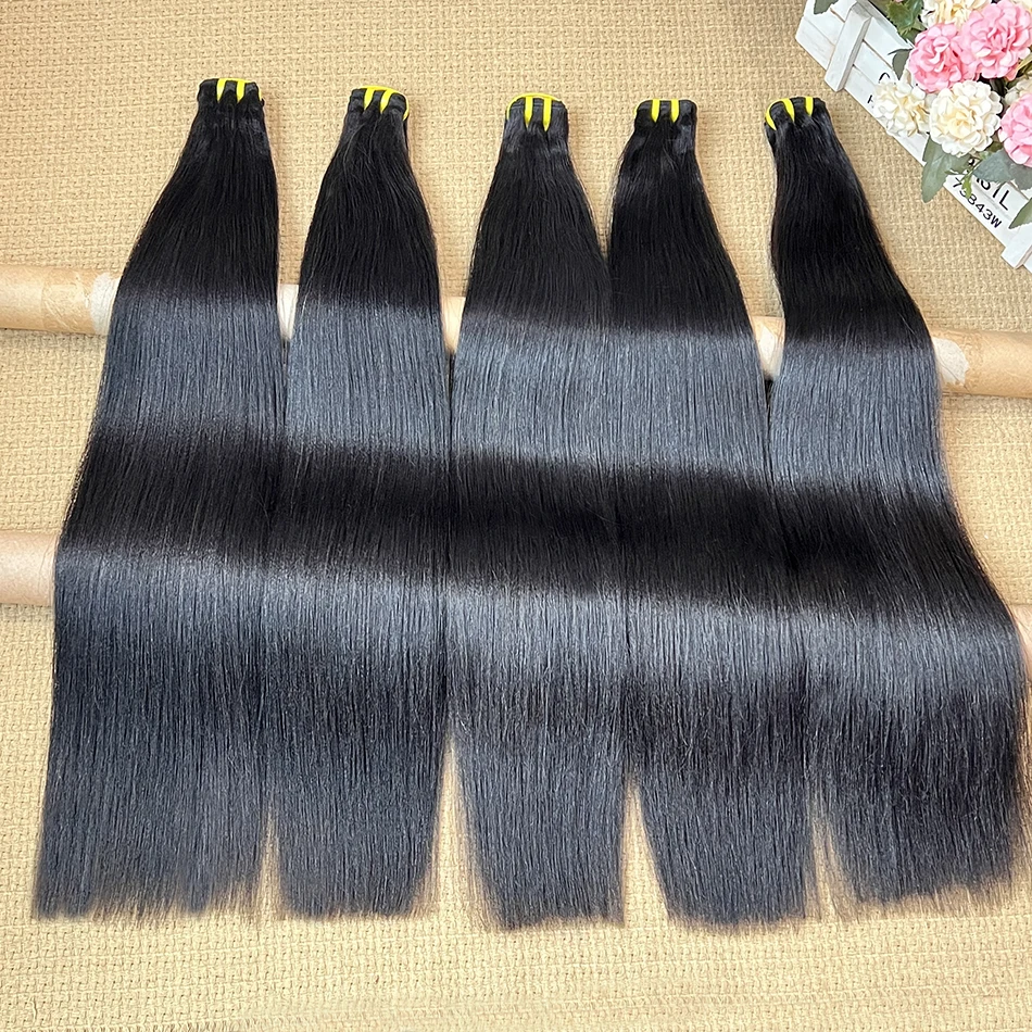 Yaki Straight Human Hair Double Drawn Bundles #1B Natural Black Color Vietnamese 100% Raw Virgin Hair Weave Extensions 1 2 3 4pc