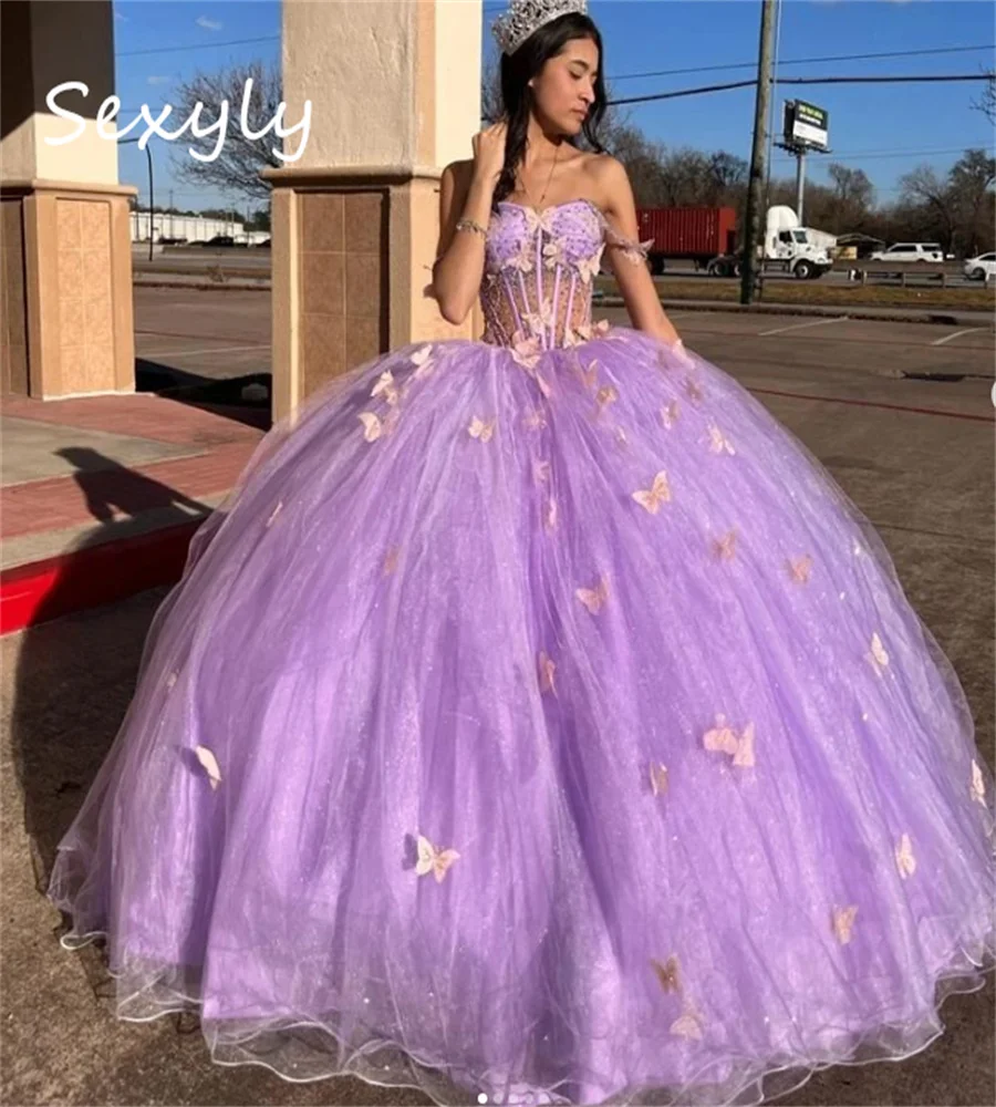 Beautiful Charro Quinceanera Dresses 2023 With Butterfly Luxe Beaded Princess Sweet 15 Birthday Party Gown Elegant  Xv Mexican