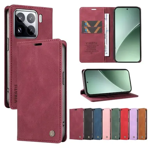 Wallet Magnetic Phone Slot Flip Leather Case For Xiaomi Poco X7 X6 Pro 5G X5 X4 GT X3 NFC M7 M6 4G M5S M4 M3 F6 F5 F4 F3 C65