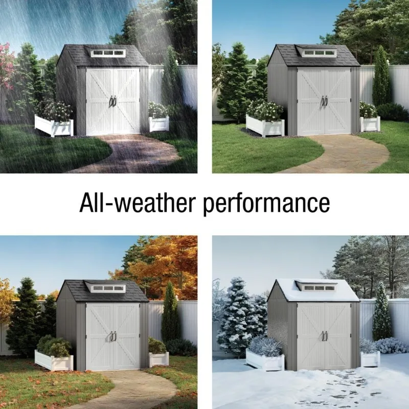 

Rubbermaid Resin Outdoor Storage Shed With Floor for Home/Backyard/Garden Tools/Lawn Mower/Bike Storage/Pool Supplies