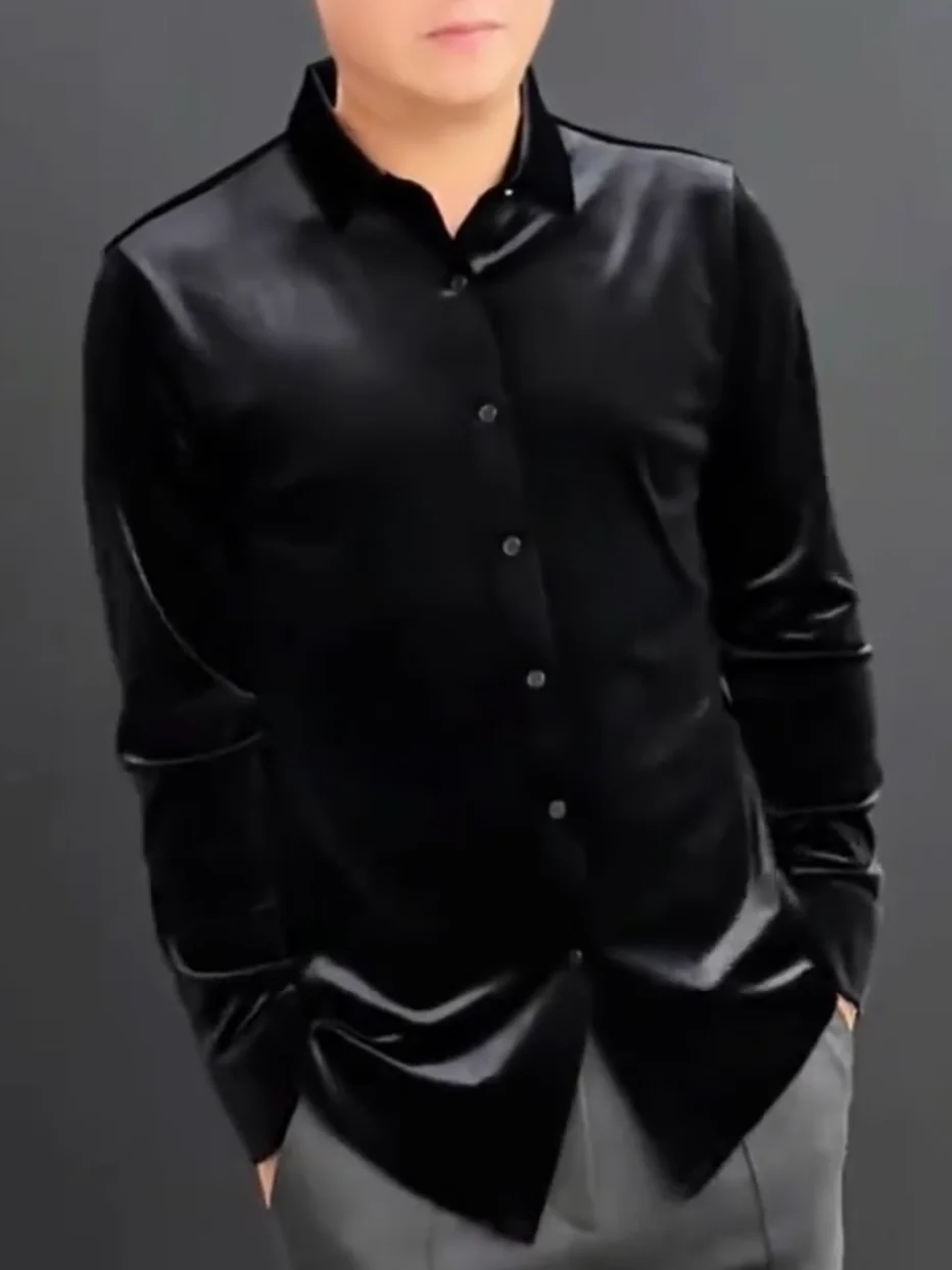 

Мужская универсальная рубашка из шелкового бархата с длинным рукавом, удобная, модная, для весны, осени и зимы, новинка, приятная для кожи.