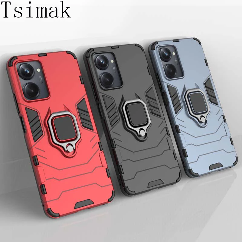 Shockproof Case For Realme 10 Pro Plus 9 9i RMX3630 4G 5G Cover Ring Stand Armor Back Coque for OPPO A17 A17K Phone Case