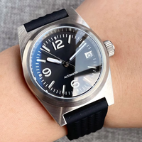 Tandorio NH35A 38mm 200m Waterproof Diver Pilot Automatic Mechanical Watch Men Numbers Dome Sapphire Glass Waffles Band