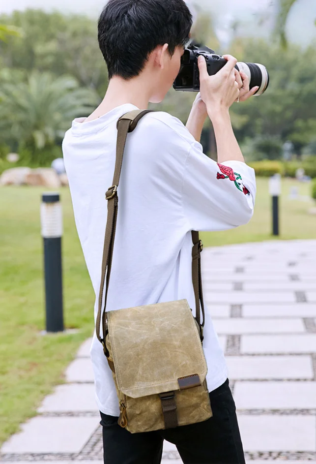 DSLR Digital Camera Bag Shoulder Photography bag Handbag Waterproof Waxed Canvas Travel Crossbody Bags for Camera and Lens bolso