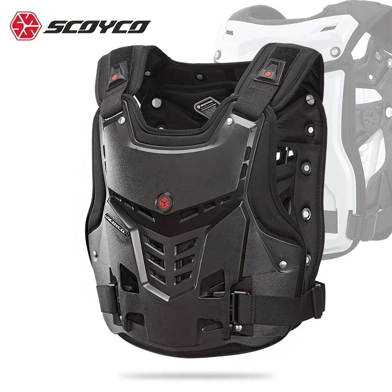 

SCOYCO Motorcycle Armor Motorbike Body Back protective Chest Protector MX Support Motocross Riding Protective Gears AM05 Black