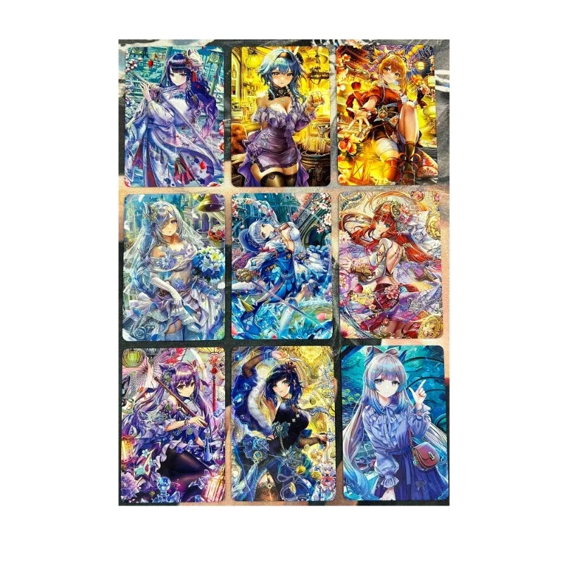 

9pcs/set Genshin Impact Beauty Sexy Girls Ganyu Xiao Kaedehara Kazuha Beidou Hobby Collectibles Anime Game Collection Cards