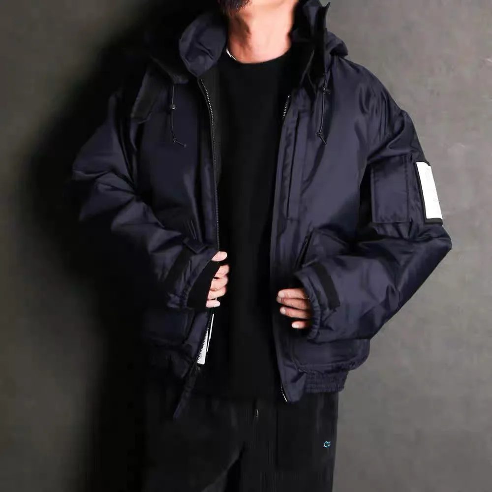 

Detachable Cap Military Label Casual Cotton Flight Jaet NHOOLYWOOD TEST Loose Fit Polyester Fiber Long Sve Zipper Closure