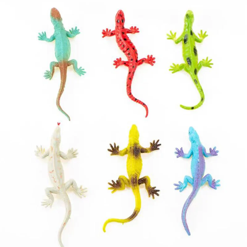 6PCS Small Plastic Lizard Toys Simulation Reptile Animals Figures Early Educational Kids Classroom Rewards Prizes Party Supplies