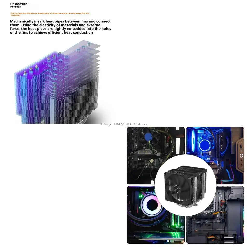 

Efficient Thermals Solution For PC 2x120mm Cooling Fan 6 Heat Pipe Structure Metal Construction