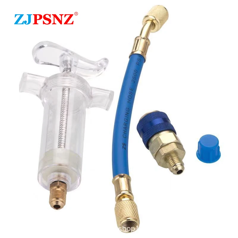 

Car A/C Oil/Dye Injector 1Oz R134A Low Side Quick Coupler Adapter 1/4 Oil Syringe Manual Oiler Injection For Auto Air Conditio