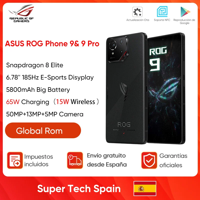 ASUS ROG Phone 9 & 9 Pro 5G Snapdragon 8 Elite 6.78 \'\'185Hz E-sportowy wyświetlacz 50MP aparat 65W szybkie ładowanie telefonu do gier