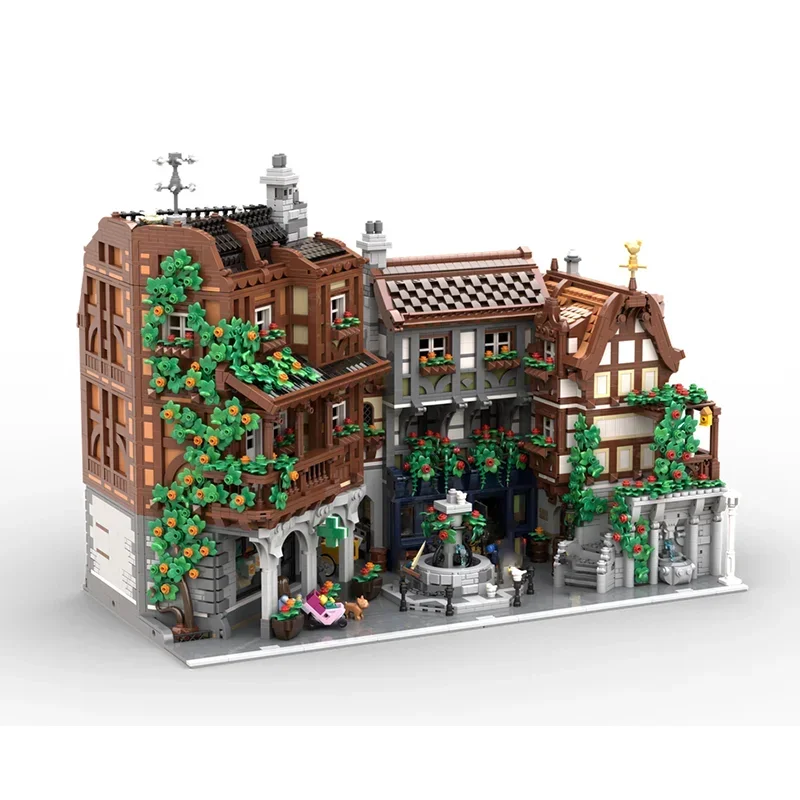 Moc Building Blocks Old Town Square Model Technology Bricks Modular City Building Model Assembly Toy Holiday DIY Set Gifts
