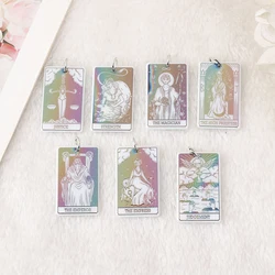 8Pcs /Lot AB Color Tarot Card Charms Creative Acrylic Sun Moon And Lovers Jewelry For Necklace Keychain Diy