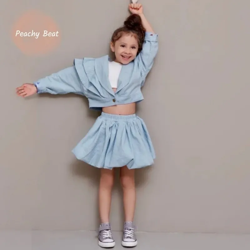 Fashion Baby Girl Clothes Set Ruffled Jacket+Tutu Skirt 2PCS Kids Teen Child Casual Suit Spring Autumn Outfit Baby Clothes 1-10Y