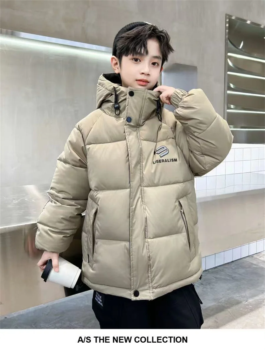 5 6 8 10 12 Years Teenagers Boys Jacket Autumn Winter Thicken Warm Kids Jacket Fashion Zipper Hooded Boys Coat New Kids Clothes