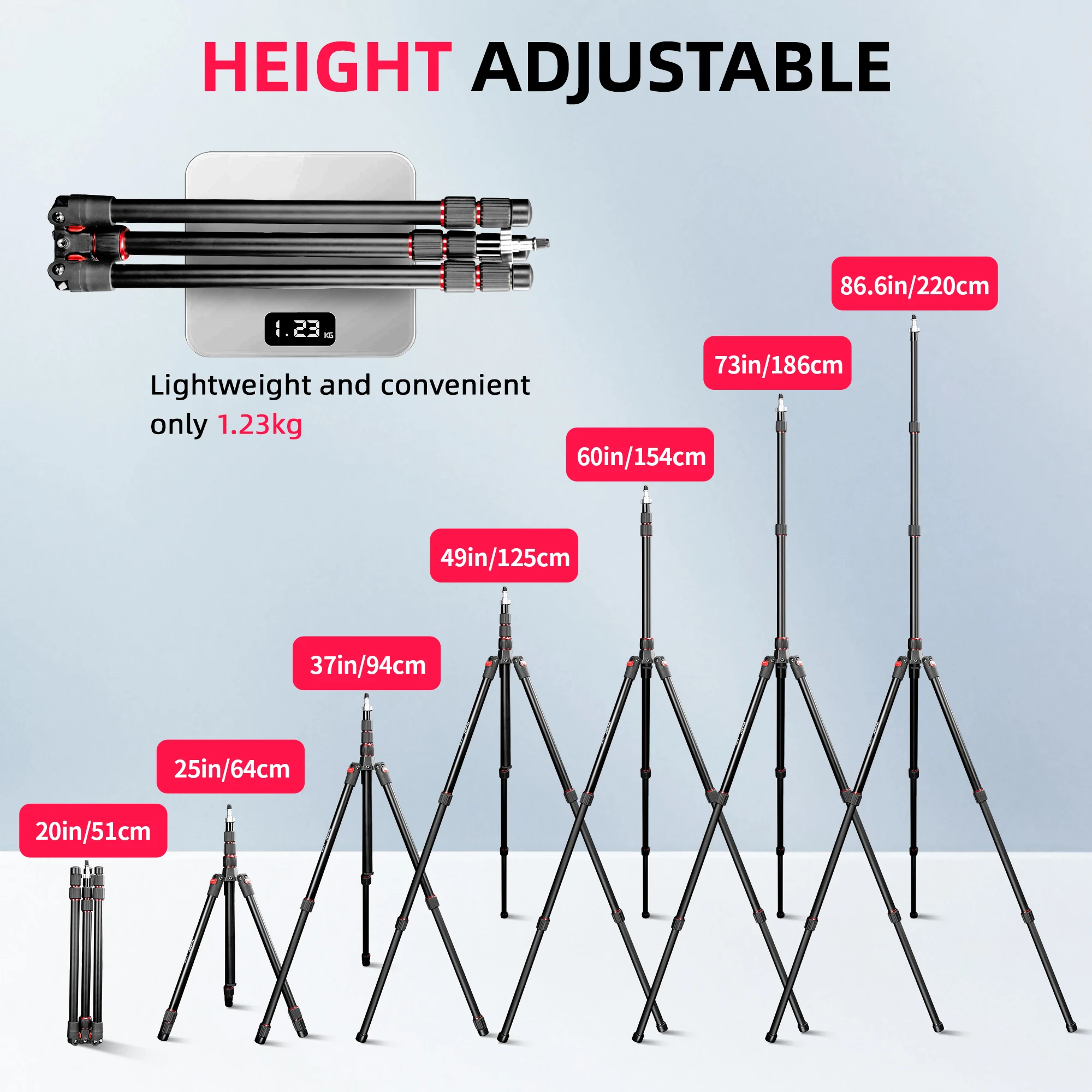 Manbily 2.2M Light Stand Tripod for COB Photography Light Flashlight Action Camera Outdoor Photo shooting Portable Tripod Stand view 5