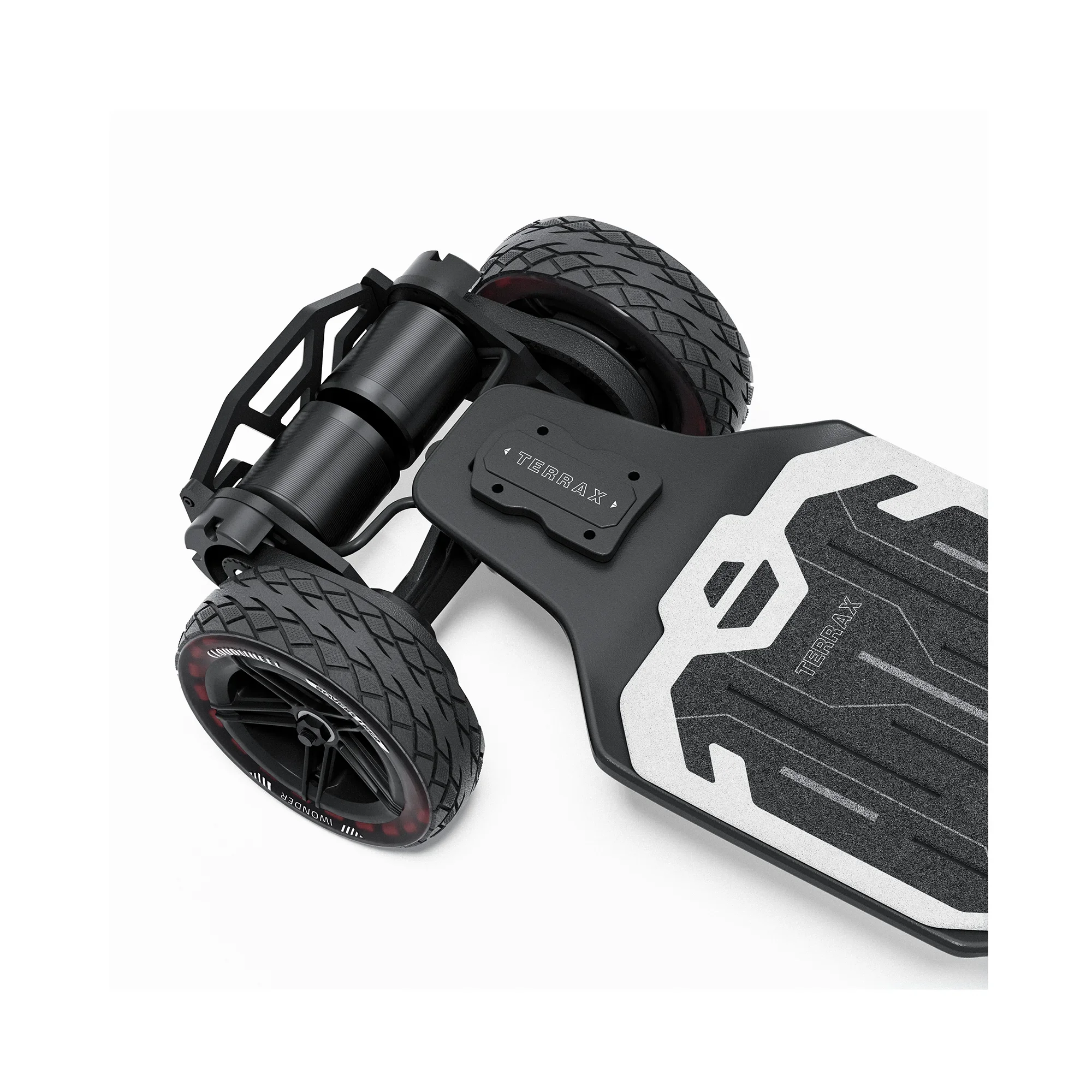 All-terrain off-road shock absorption, wheel set + belt + synchronous gear
