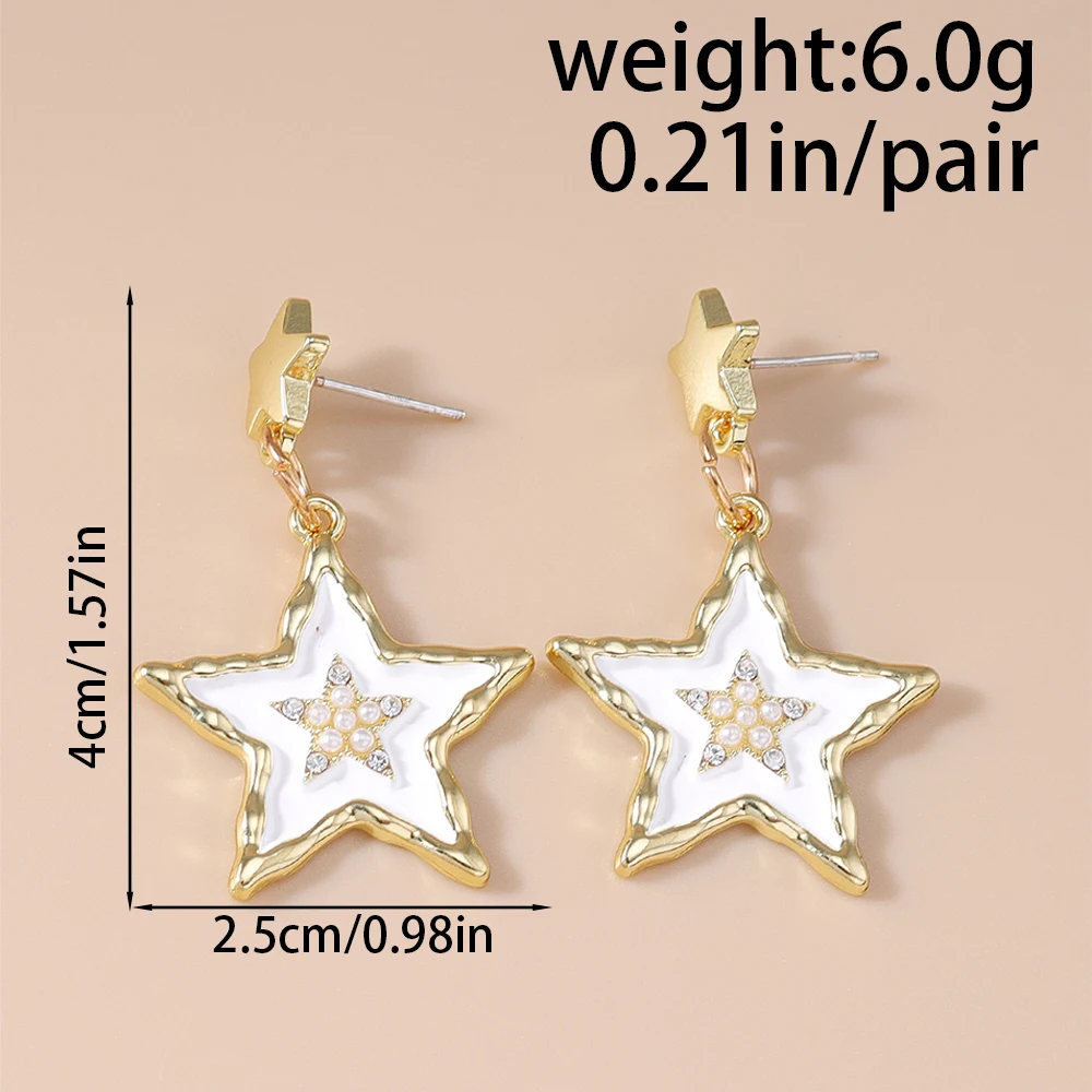 Aihua Goldfarbene Polaris-Stern-Ohrringe für Damen, Kristallsterne, Tropfenohrringe, modisch, für den täglichen Gebrauch, Hochzeit, Party, Schmuck, Geschenke – Detail 18