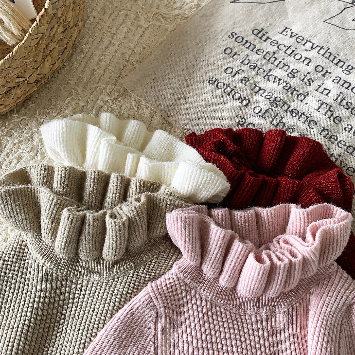 محبوك سترة قاعدة طبقة بيتر بان طوق الفتيات الأطفال شتاء جديد حلو لطيف عصري مريح لينة جميع مطابقة