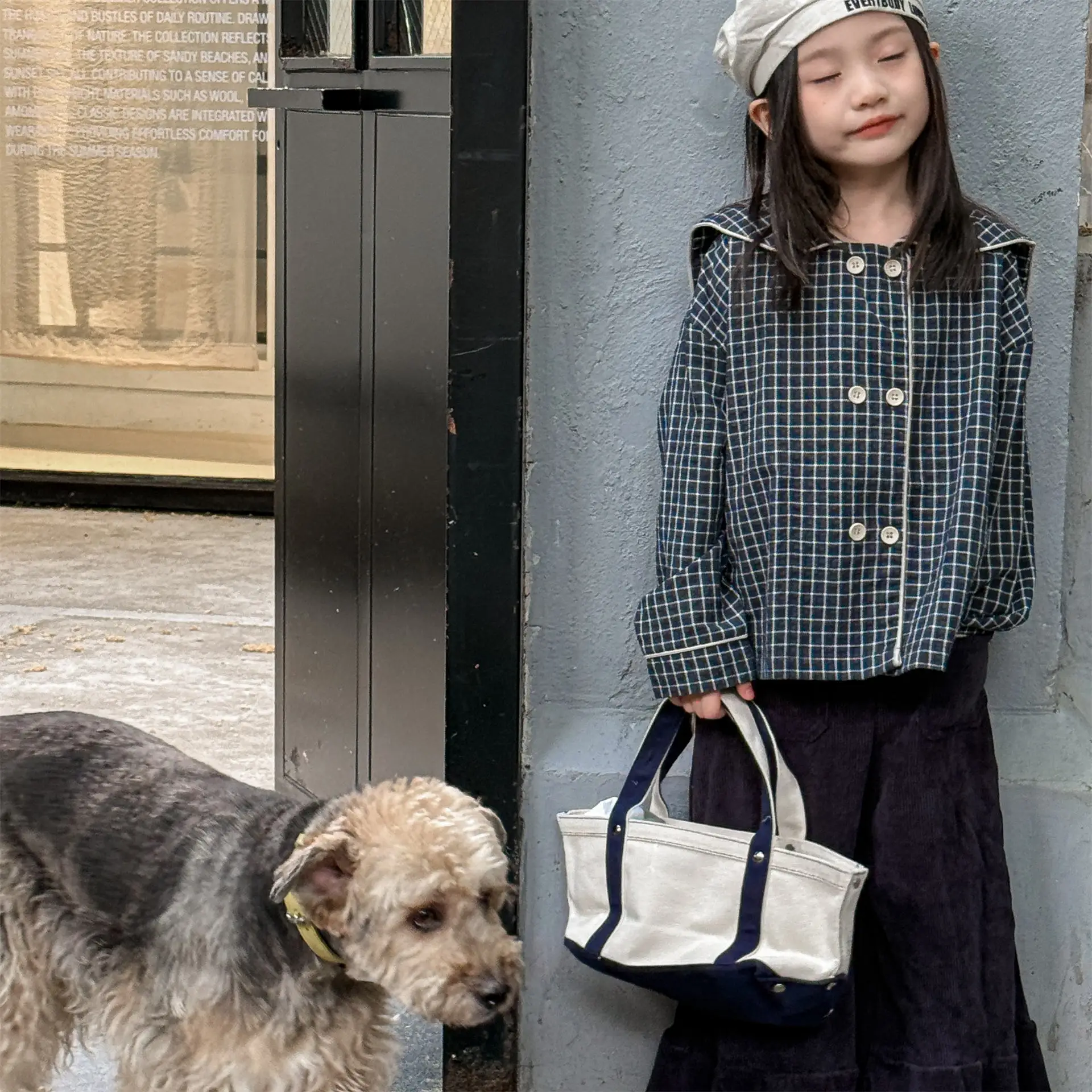 

2025 Autumn New Children Long Sleeve Shirts Coat Cotton Linen Girls Cute Plaid Cardigan Baby Large Lapel Jacket Kids Clothes